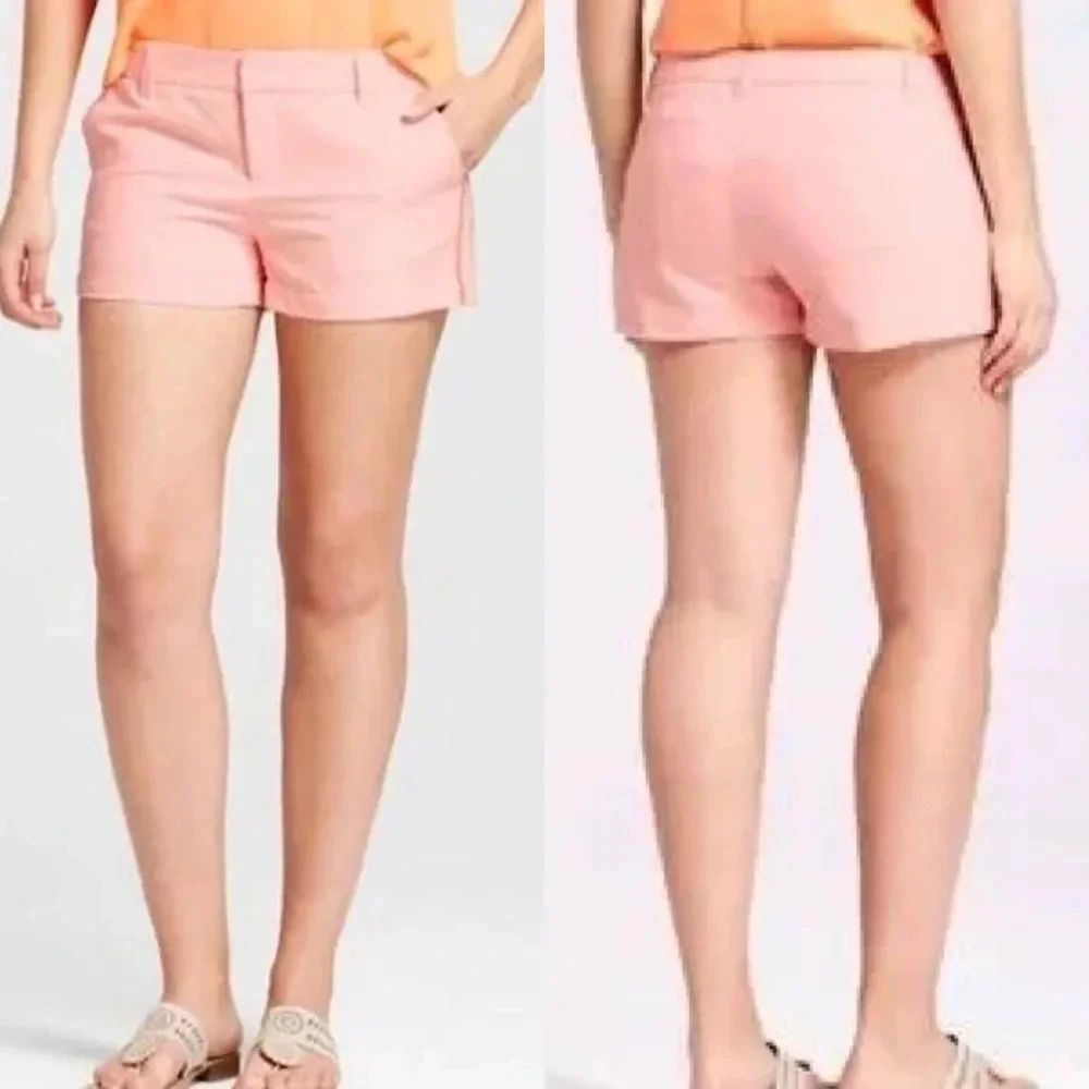 Merona Neon Coral Orange Side Stripe  Chino Shorts size 8